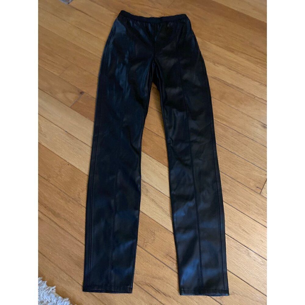 Blank NYC women's black faux leather skinny high rise ankle pants size 25